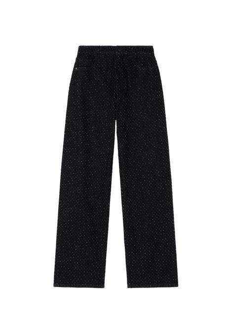 Jeans Relaxed Fit in Denim Nero con Strass ARMANI EXCHANGE | Pantaloni | XW000100 AF18855MC329